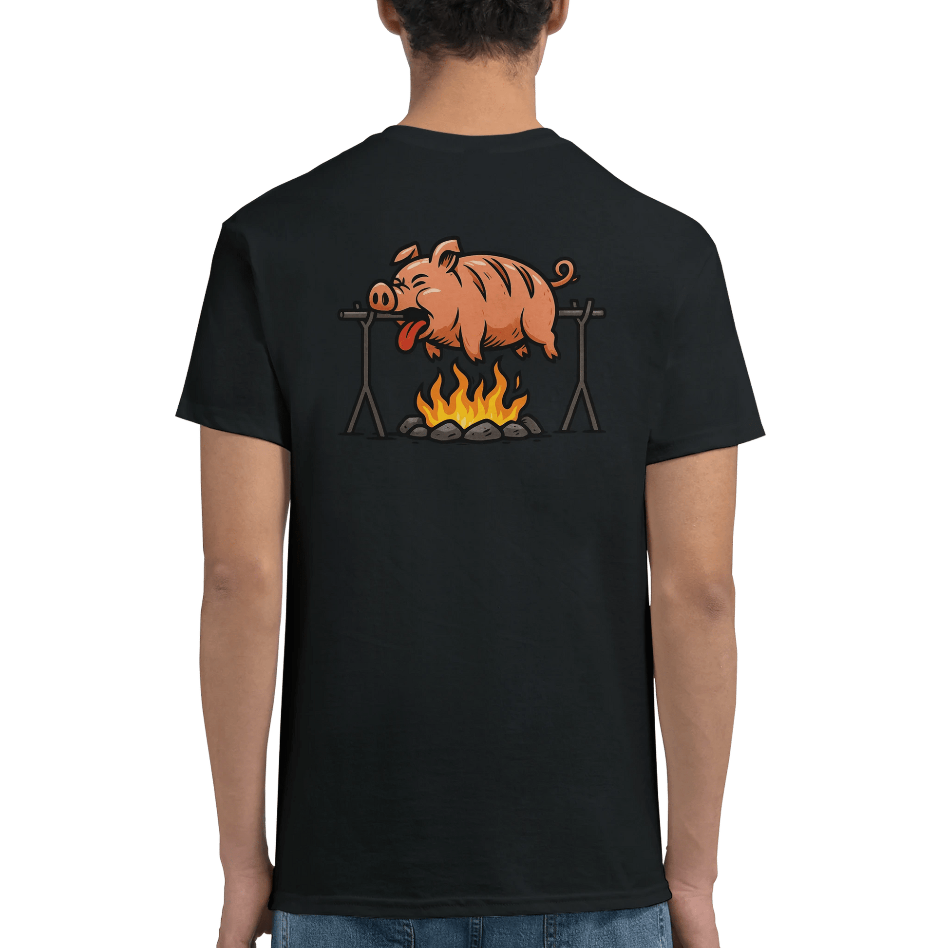"Well Done Pig" – Funny BBQ T-Shirt – Double - Sided Roast Humor Tee – Gag Gift for Grill Lovers (Black) - MildPrint.store