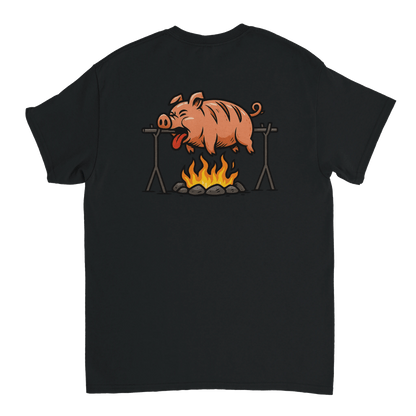 "Well Done Pig" – Funny BBQ T-Shirt – Double - Sided Roast Humor Tee – Gag Gift for Grill Lovers (Black) - MildPrint.store