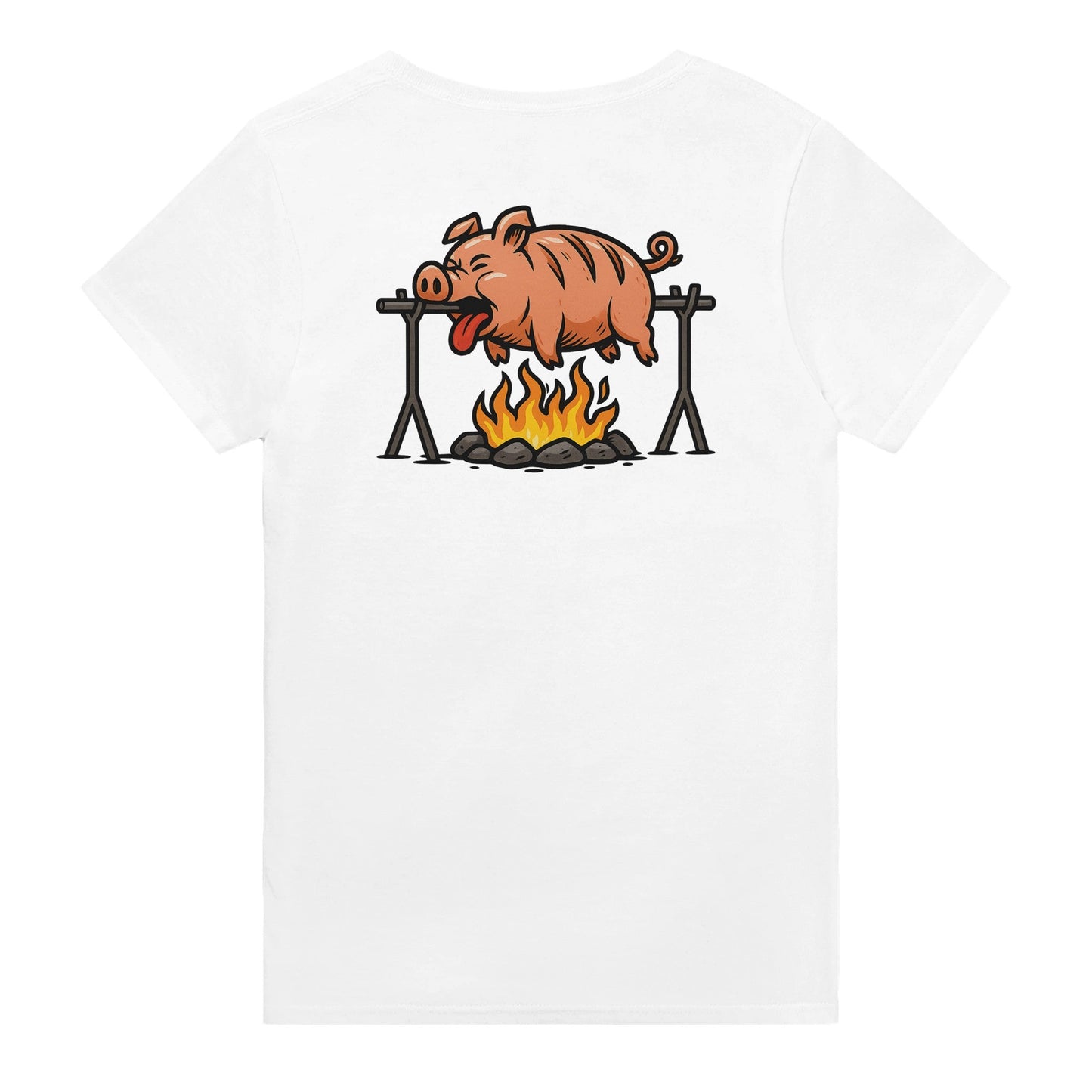 "Well Done Pig" – Funny BBQ T-Shirt – Double - Sided Roast Humor Tee – Gag Gift for Grill Lovers (White) - MildPrint.store