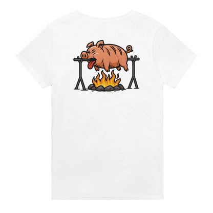 "Well Done Pig" – Funny BBQ T-Shirt – Double - Sided Roast Humor Tee – Gag Gift for Grill Lovers (White) - MildPrint.store